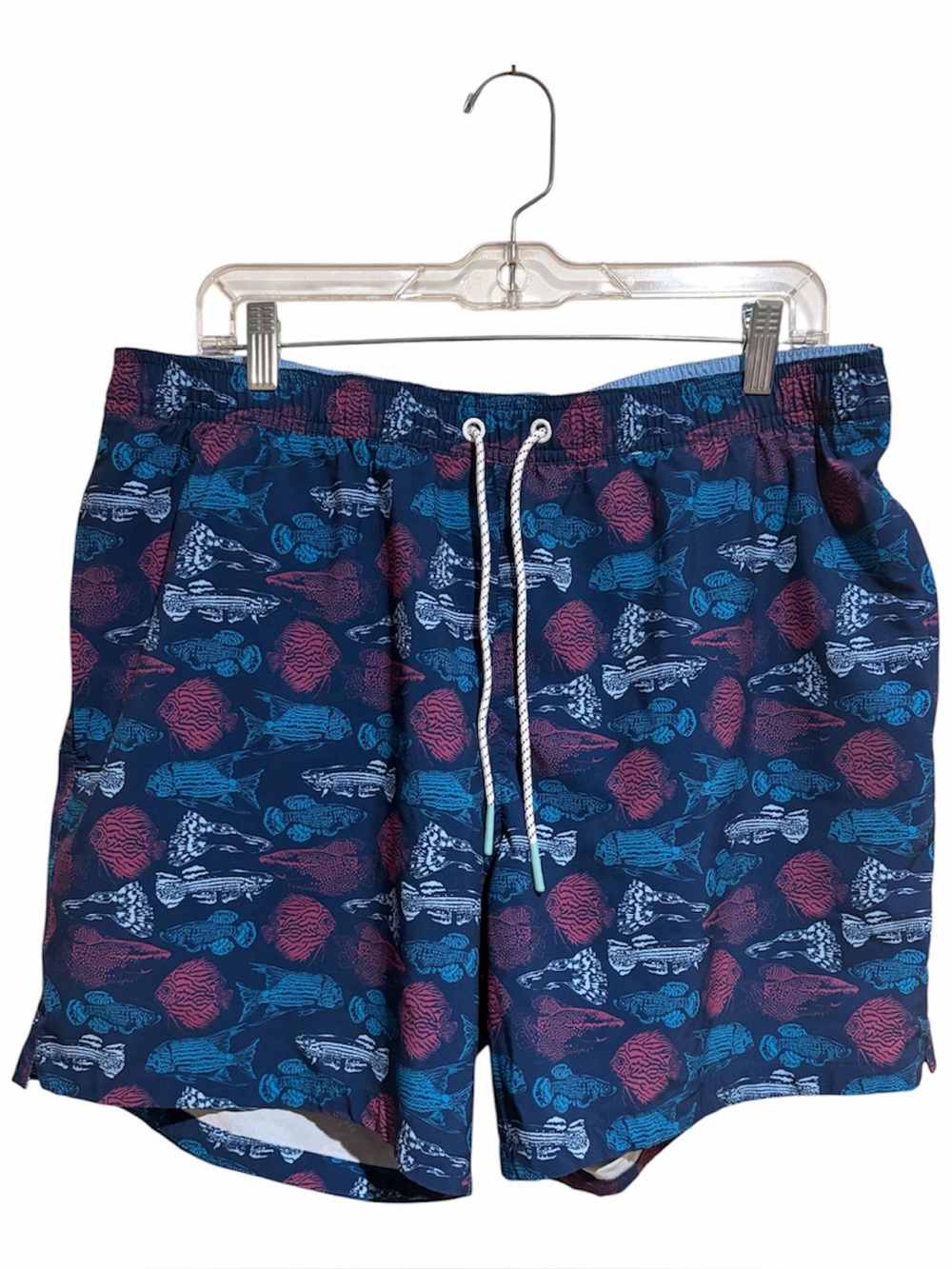 Bonobos Men's Swim Trunks 7" Inch Inseam Navy Blue Fish Pattern Size XL